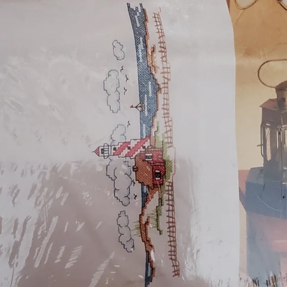 Cross Stitch Lighthouse Pillowcase Pair - Picture 3 of 4